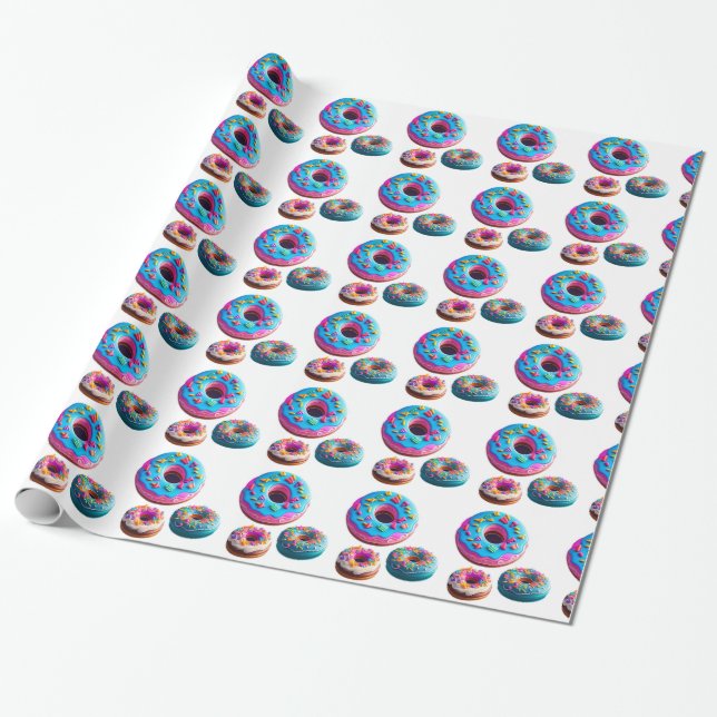 Donuts Mönster Wrapping Papper Presentpapper (Utrullad)