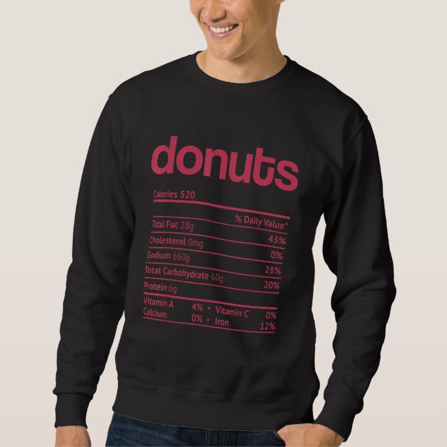 Donuts Nutrition Fact Thanksgiving jul Lång Ärmad Tröja (Framsida)