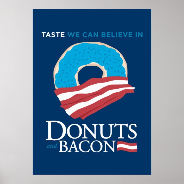 Donuts och Bacon: Saste vi kan tro på - blå Poster (Framsidan)