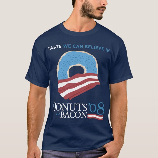 Donuts och bacon: Smak kan vi tro in - blått T Shirt (Framsida)