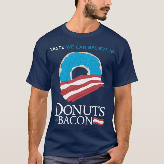 Donuts och bacon: Smak kan vi tro in - blått T-shirt (Framsida)