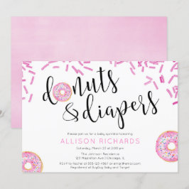 Donuts och blöjflicka baby sprinkle inbjudningar