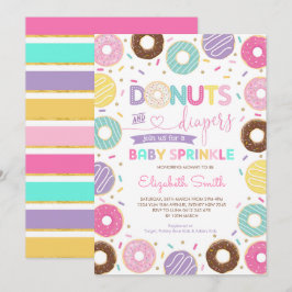 Donuts och blöjor | Rainbow Doughnut Baby Sprinkle Inbjudningar