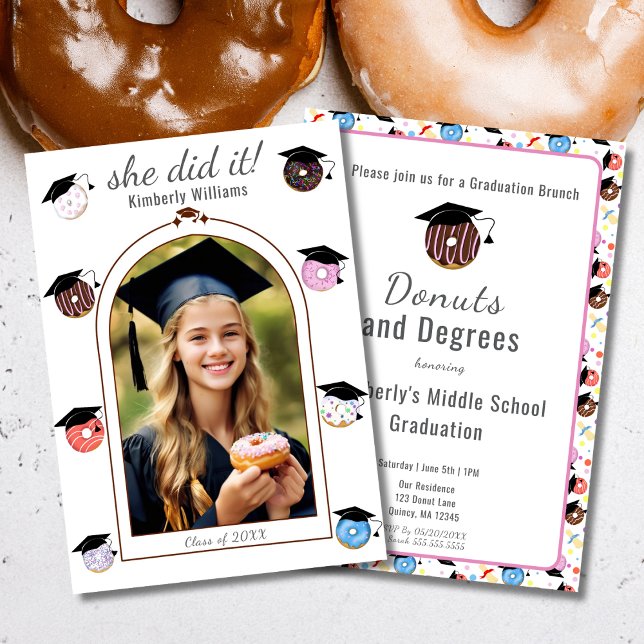 Donuts och Degrees Studenten-aviseringskort Meddelande (Skapare uppladdad)