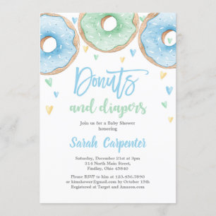 Donuts och Diaper Baby Shower boy Inbjudningar