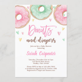 Donuts och Diaper Baby Shower Inbjudningar