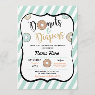 Donuts och Diaper Mint Baby Shower Inbjudan