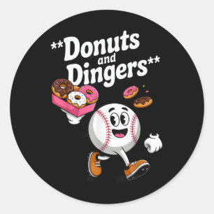 Donuts och Dingers Baseball Fläkt Humor Donut Runt Klistermärke