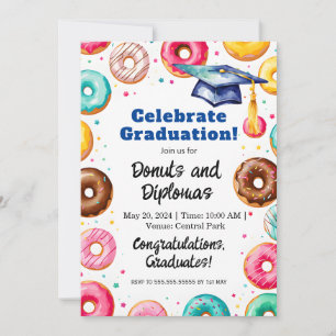Donuts och diplomat - Studentfest Decor Inbjudningar