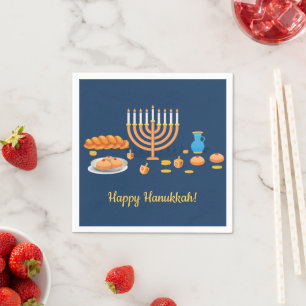 Donuts och Dreidels Hanukkah Helgdag Pappersservett