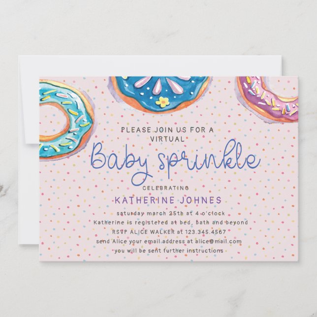 Donuts och Sprinkles virtuella babydusch inbjudan (Framsida)