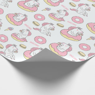 Donuts och Unicorns Whimsical Mönster Presentpapper