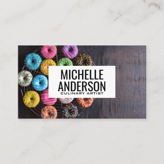 Donuts on Table | Bakery Visitkort (Framsida)