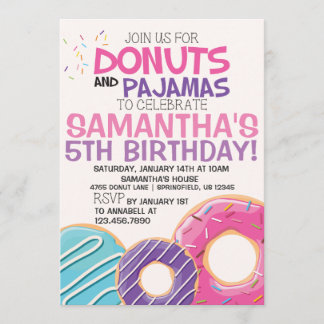 Donuts & Pajamas Birthday-inbjudan | 5 x 7 Inbjudningar