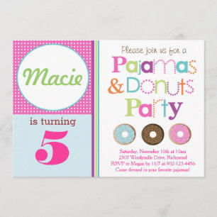 Donuts- & Pajamaspartyinbjudan (Pink) Inbjudningar