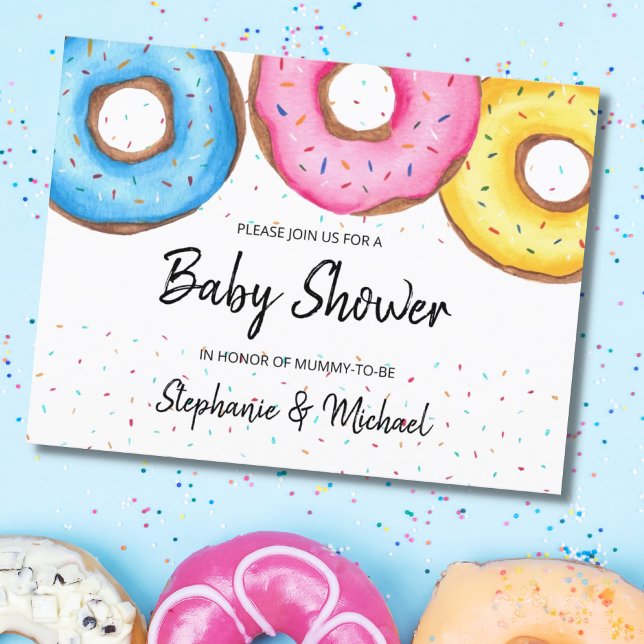 Donuts Par Baby Shower-vykort för inbjudan Vykort (Skapare uppladdad)