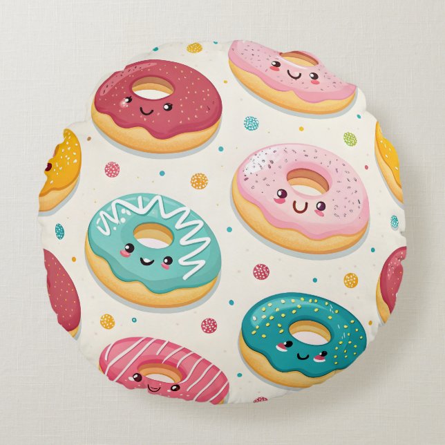 Donuts Pattern Rund Kudde (Framsidan)