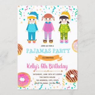 Donuts pyjamas födelsedagsfest inbjudan