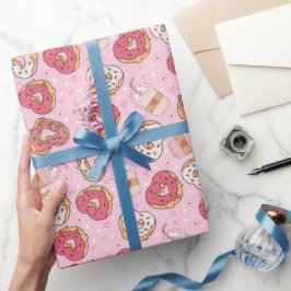 Donuts Retro Valentines Wrapping Papper Presentpapper