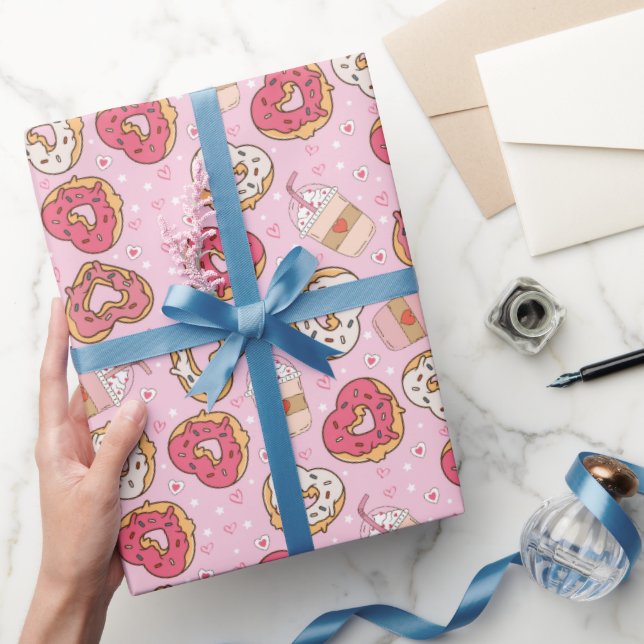 Donuts Retro Valentines Wrapping Papper Presentpapper (Gifting)