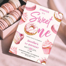 Donuts Rosa Girl Sweet One 1st Birthday Party