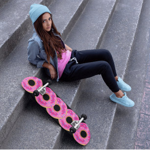 DONUTS ROSA GIRLS SKATEBOARES MINI SKATEBOARD BRÄDA 18,5 CM