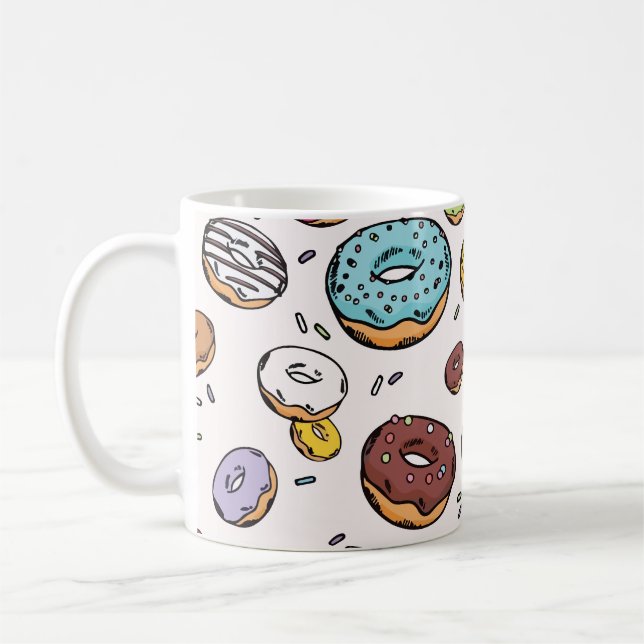 Donuts seamless pattern kaffemugg (Vänster)