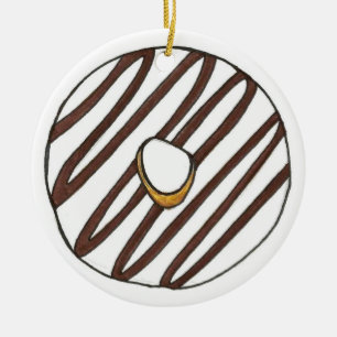 Donuts Strawberry Vanilla Zebra Rand Doughnut Julgransprydnad Keramik