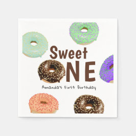 Donuts Sweet One 1-årsdag Pappersservett
