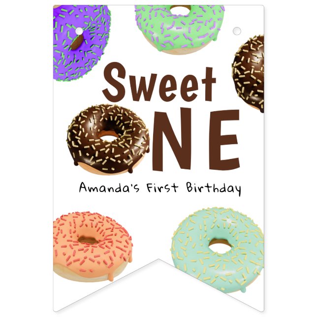 Donuts Sweet One 1-årsdag Vimplar (Första flaggan)