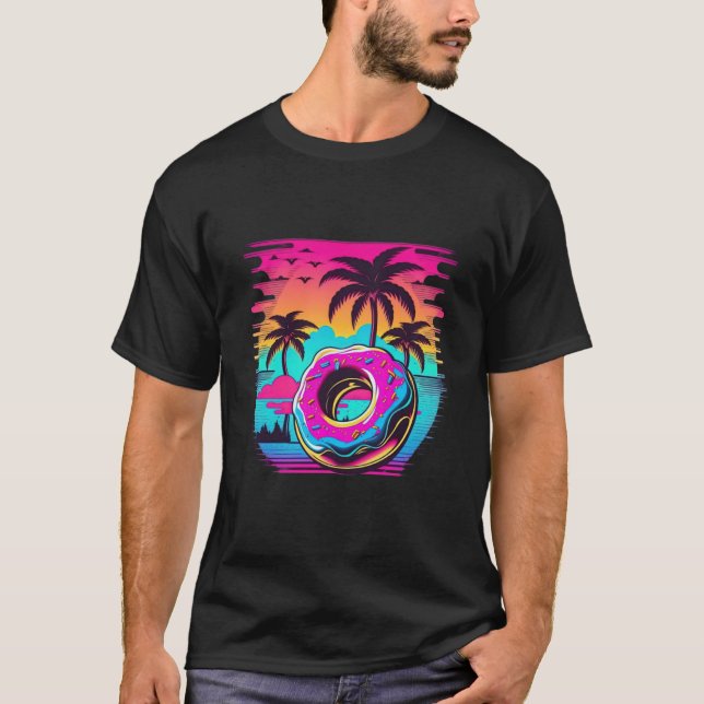 Donuts Synthwave 80s Retrowave Aesthetic 1 T Shirt (Framsida)