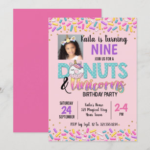 Donuts & Themed födelsedagsfest inbjudan för