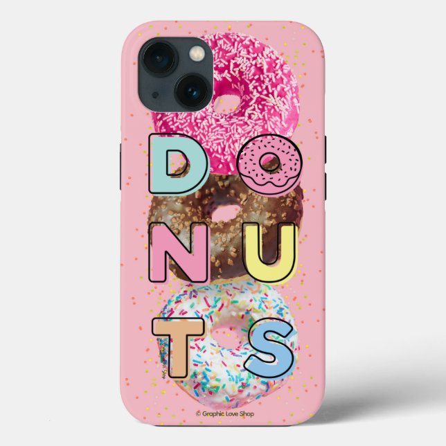 Donuts Typography-design över Donut-bakgrunden (Baksida)