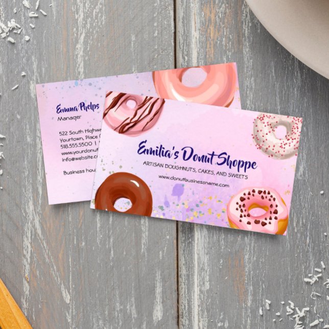 Donuts Watercolor Visitkort (Skapare uppladdad)