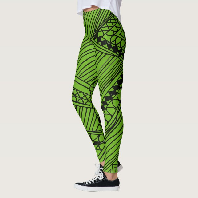 Doodle 1A Black Deep Green Leggings (Vänster)