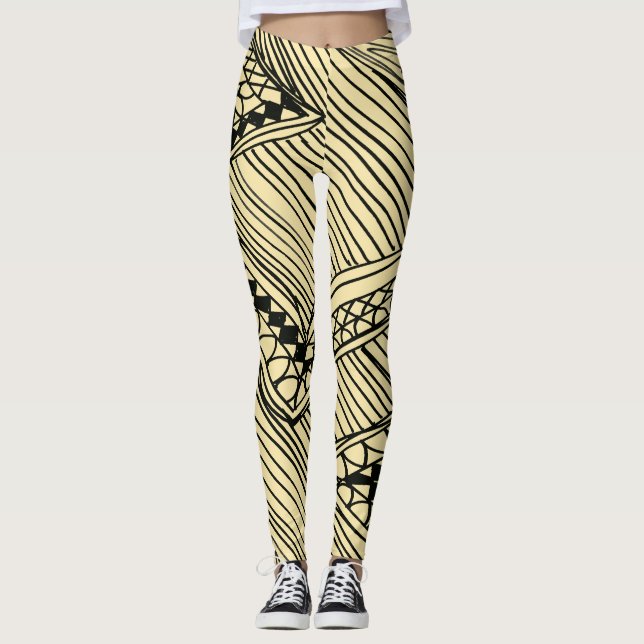 Doodle 1A Black Ivory Leggings (Framsida)