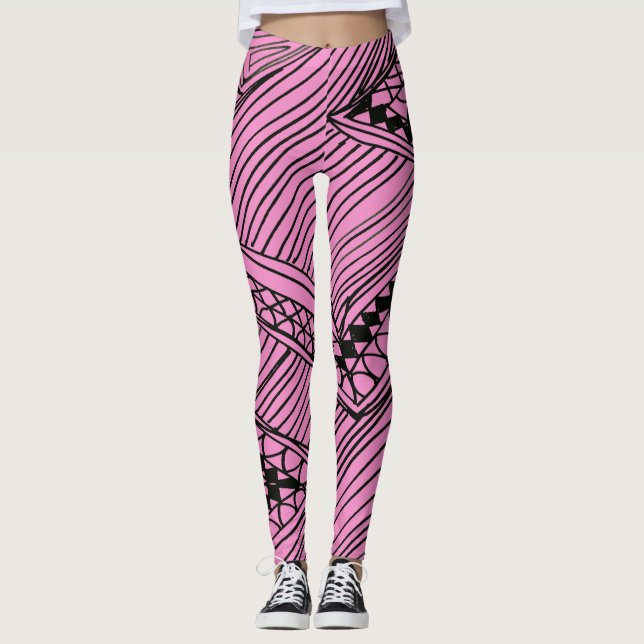 Doodle 1A Black Light Pink Leggings (Framsida)