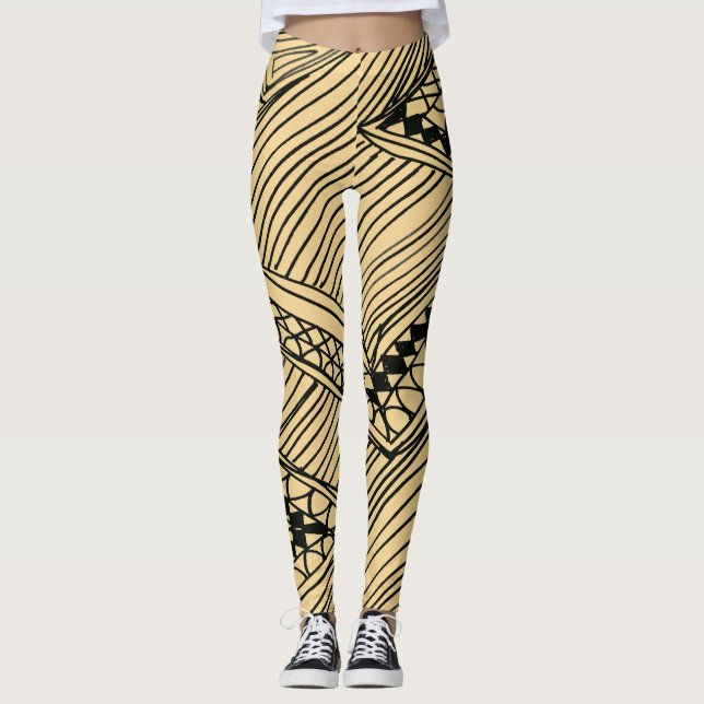 Doodle 1A Black Warn Beige Leggings (Framsida)