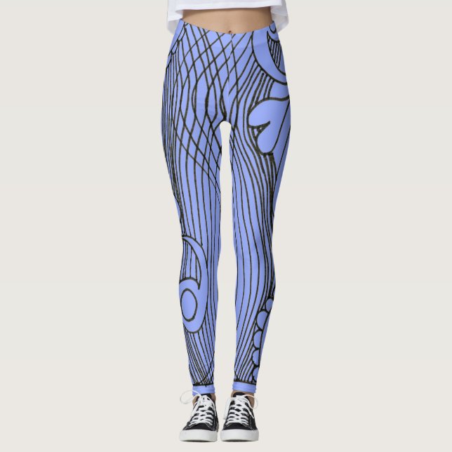 Doodle 1E Black Light Blue Leggings (Framsida)