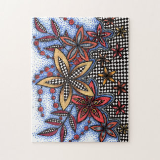 Doodle Abstrakt Blommig Pussel