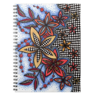 Doodle Abstrakt Spiral Anteckningsbok Med Blommoti