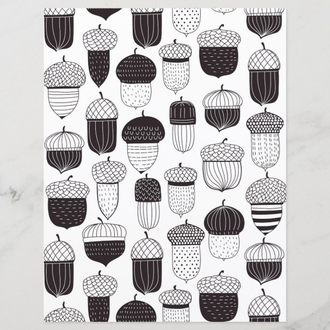 Doodle acorns mönster, hösten (Framsida)