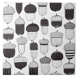 Doodle acorns mönster, hösten kakelplatta