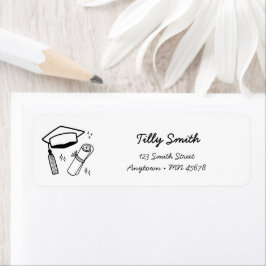 Doodle Address Label Hand plockade Studenten Rolig Returadress Etikett