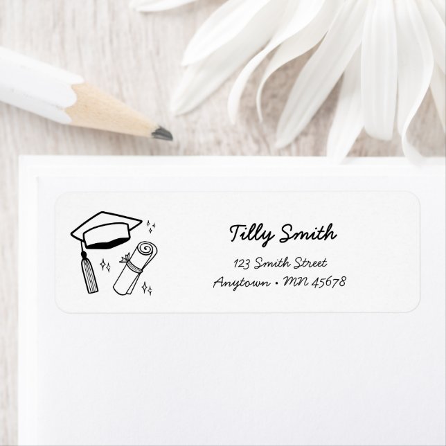 Doodle Address Label Hand plockade Studenten Rolig Returadress Etikett (Insitu)