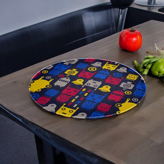 Doodle Alien Spaceship och Robot Mönster (Chopping Board)