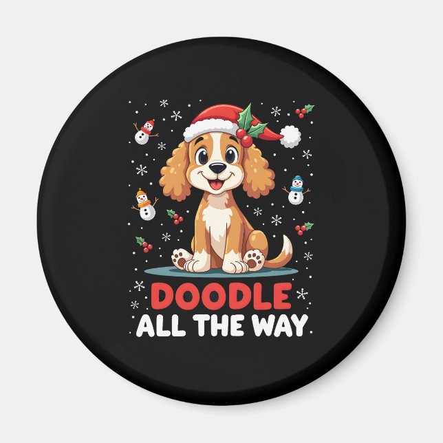 Doodle All The Way Funny Goldendoodle Santa Hat Ch Magnet (Framsidan)
