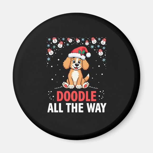 Doodle All The Way Funny Goldendoodle Santa Hat Ch Magnet (Framsidan)