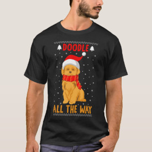 Doodle all Way Funny Goldendoodle Santa Hat Ch T Shirt
