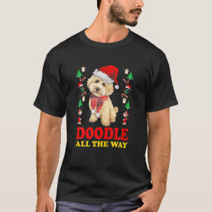 Doodle all Way Goldendoodle Santa Hat Christma T Shirt